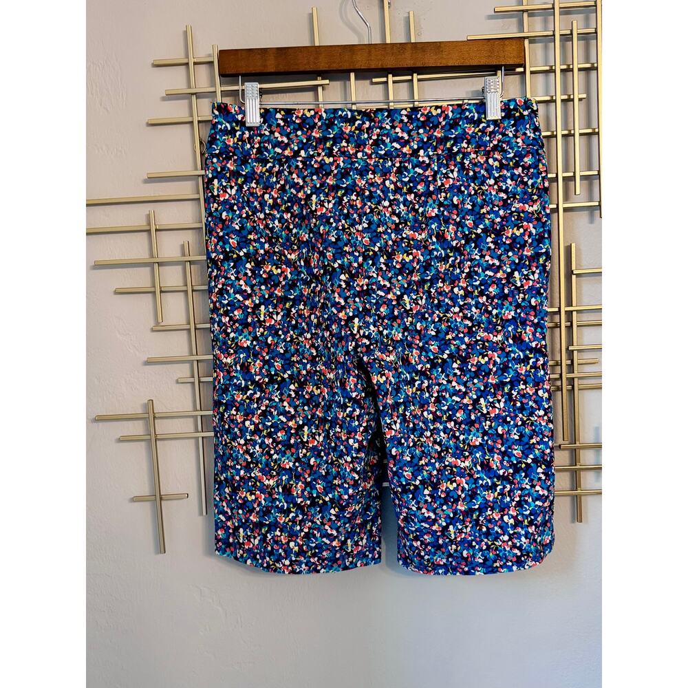 Counterparts Petite 8P Floral Pull On Shorts Blue Multicolor Casual